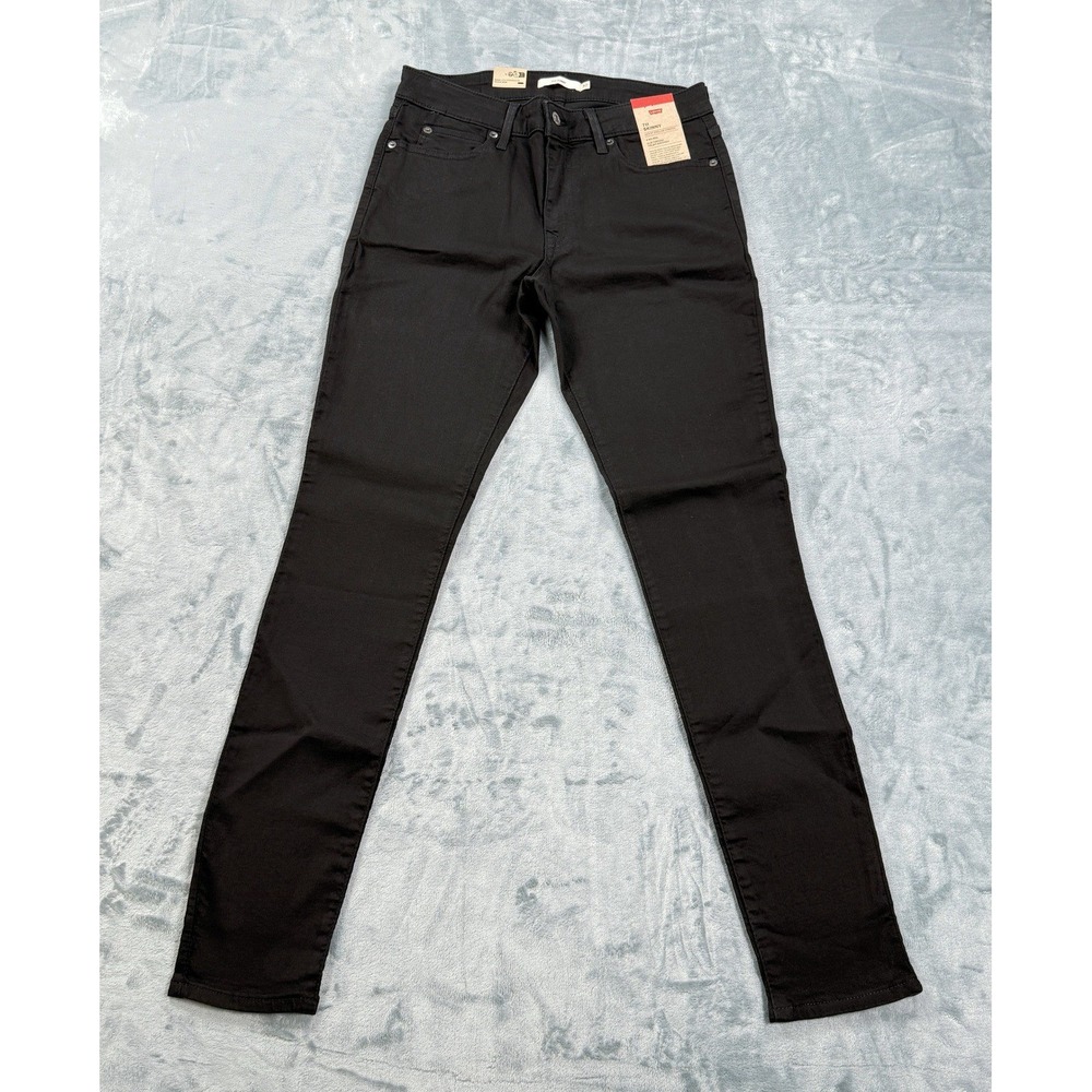 Levis 711 Skinny Jeans Black Stellar Stretch Mid Rise Denim Pants Size 30